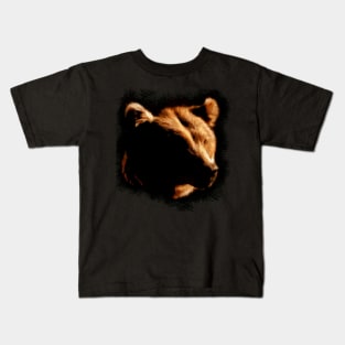 Large Grizzly bear head digital painting with colored chalk strokes Kids T-Shirt